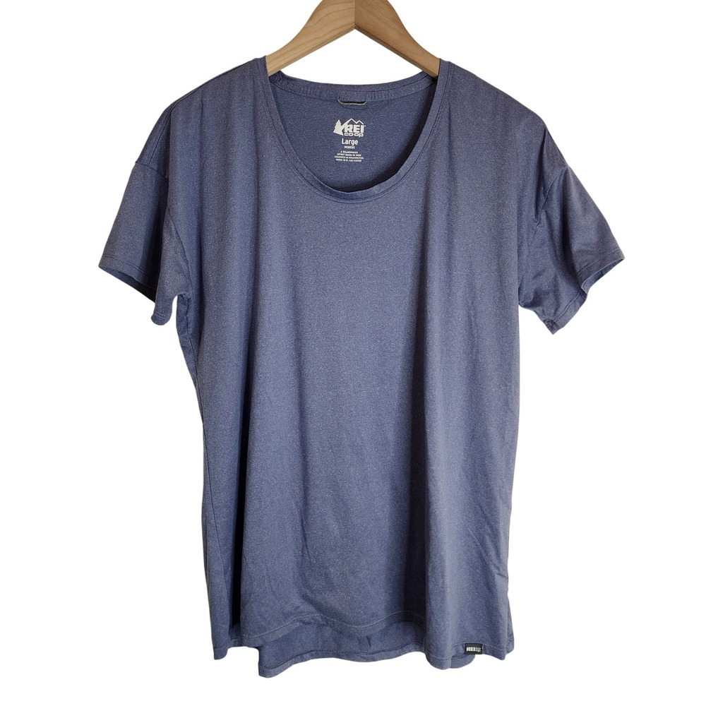 REI Co-op‎ Shirt Women's Large Short Sleeve Performance Top Blue